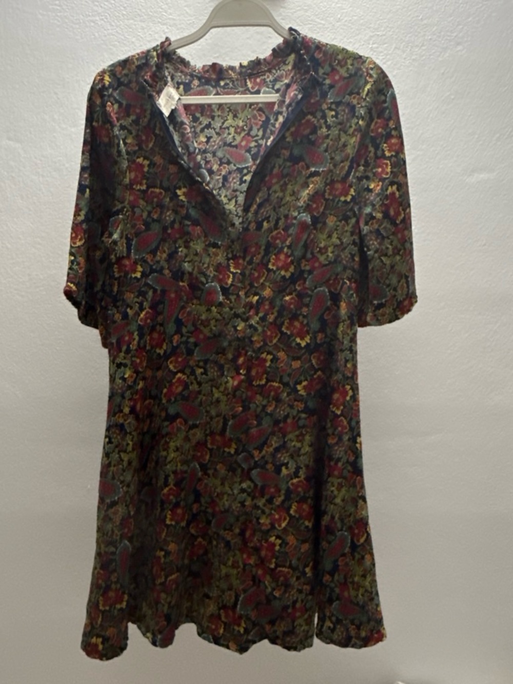 MELLODAY Navy Floral Paisley Short Sleeve Dress